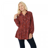 LOGO by Lori Goldstein Women's Stretch Woven Button Front Blouse