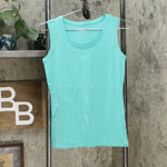 Lemon Way 2 Pack Women's Scoop Cotton Blend Tank Tops Blue/ Pink XS