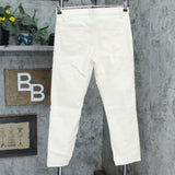 DG2 by Diane Gilman Petite Stretch Floral Fray-Hem Ankle Jeans Cream 4P