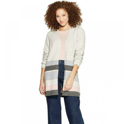 A New Day Women's Striped Long Sleeve Colorblock Open Cardigan