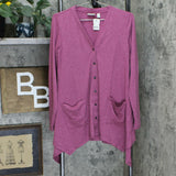LOGO by Lori Goldstein Women's Lounge Jersey Button Front Cardigan