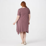 LOGO by Lori Goldstein Lounge Handkerchief Hem Jersey Dress Maple Large