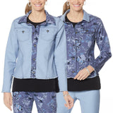 DG2 by Diane Gilman Women's Plus Size Reversible Twill Denim Jacket