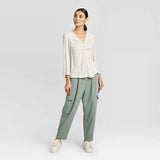 Prologue Women's 3/4 Sleeve Pleated V-Neck Blouse