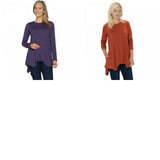 LOGO by Lori Goldstein Women's Cotton Modal Top With Seaming Detail