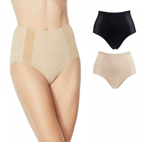 Rhonda Shear Women's 2 Pack Mesh Detail Panties Black/ Nude XL