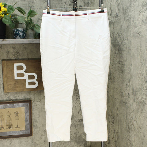 Tommy Hilfiger Womens Ribbon Trim Ankle Pants Bright White 10