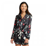 Stars Above Women's Floral Print Satin Long Sleeve Notch Collar Pajama Set