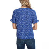 Cece Women's Toile Print Ruffle-Sleeve Button Front Blouse