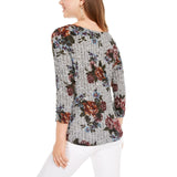 NWT BCX Juniors' Floral-Print Twist-Front Top. 1044246 Medium