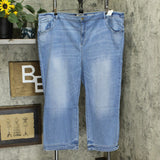 LOGO by Lori Goldstein Plus Size Double Hem Crop Straight Leg Jeans