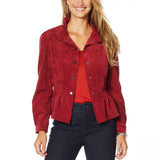 LaBellum by Hillary Scott Women's Ruffle Trim Peplum Corduroy Jacket