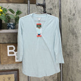 Orvis Women's 3/4 Sleeve V-Neck Linen Blend T-Shirt