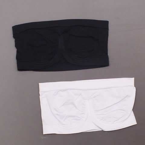 Rhonda Shear 2 Pack Seamless Underwire Bandeau Bras Black / White Medium