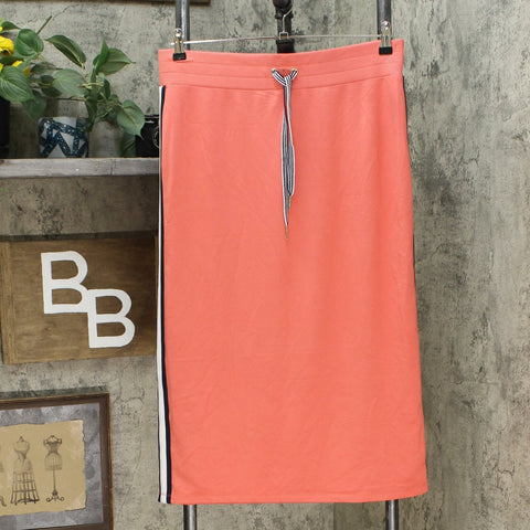 Tommy Hilfiger Women's Side Stripe French Terry Midi Skirt Coralie Large