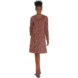 Denim & Co. Printed Fit & Flare Dress Antique Rose Petite Medium