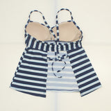 Kona Sol Women's Striped Tunnel Back Tankini Top Navy Small