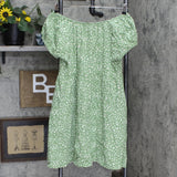 Universal Thread Women's Puff Short Sleeve Day Dress Green Floral L