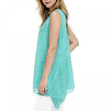 Fever Women's Asymmetrical Double Layer Chiffon Tunic Blouse