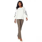 DG2 by Diane Gilman Women's Sequin Embellished Lantern Sleeve Sweatshirt
