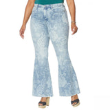 DG2 by Diane Gilman Women's Plus Size Classic Stretch Printed Flare Jeans