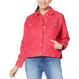 DG2 by Diane Gilman Women's Fringed Star Denim Jean Jacket