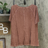 LOGO by Lori Goldstein Distressed Cotton Slub Top With Raglan Seam