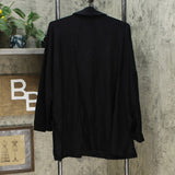 MarlaWynne WynneLayers Oversized Button Front Blazer Black Plus 1X