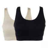 Yummie 2 Pack Cross Back Wireless Bras With Removable Pads Black/ Frappe 1X/2X