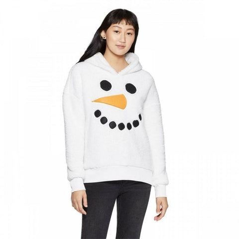 Well Worn Women's Sherpa Hooded Snowman Ugly Christmas Sweatshirt
