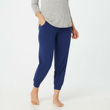 AnyBody Cozy Knit Side Ribbed Jogger Pants Deep Twilight Petite Medium