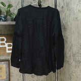 LOGO by Lori Goldstein Lavish Woven Snap Front Crepe Top