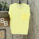 DG2 by Diane Gilman By Gilman Women's Slub Burnout Pocket T-Shirt Yellow Large