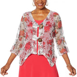 NWT Nina Leonard Women's 3/4-Sleeve Coconut Button Novelty Cardigan Medium