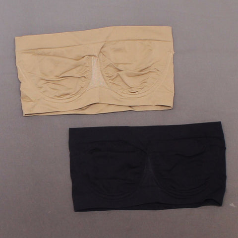 Rhonda Shear 2 Pack Seamless Underwire Bandeau Bras Black/ Nude Small