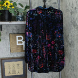 Belle by Kim Gravel Women's Floral Velvet Button Front Big Shirt