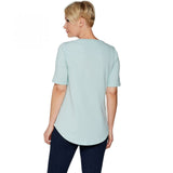 Isaac Mizrahi Live! Women's True Denim Top with Lace Up Neck Aqua XS