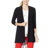 Nina Leonard Hi Low Cardigan With Back Zipper And Chiffon Detail Black Small