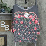 Bob Mackie Women's Rose Trellis Print Knit Top