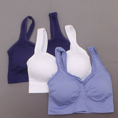 Rhonda Shear 3 Pack Square Neck Ahh Bras Multicolor Small