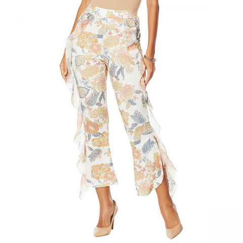 NWT LaBellum By Hillary Scott Womens Ruffled Pant. 640473-Plus Plus 1X
