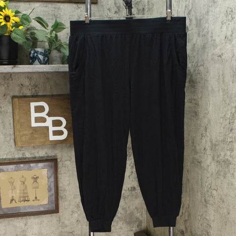 AnyBody Women's Cozy Knit Ribbed Jogger Pants Black XL