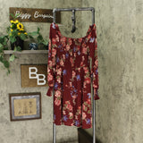 Xhilaration Women's Floral Print Long Sleeve Square Neck Smocked Top Mini Dress