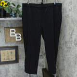 Dennis Basso Plus Size Luxe Crepe Pull-On Lace Insert Ankle Pants Black 2X