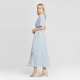 Who What Wear Women's Flutter Sleeve Paneled Maxi Dress
