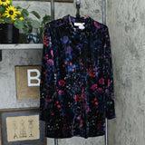 Belle by Kim Gravel Women's Floral Velvet Button Front Big Shirt
