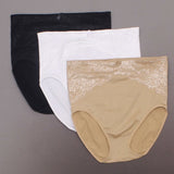 Rhonda Shear Plus Size 3 Pack Ahh Seamless Brief With Lace Overlay
