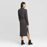 A New Day Women's Long Sleeve Mock Turtleneck Belted Knit Midi Dress