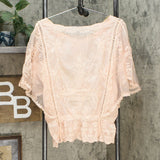 Democracy Women's Mineral Wash Butterfly Sleeve Crochet Top