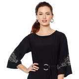 Antthony Women's Elda Collection Embroidered Midi Dress Black Large